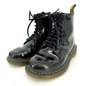Dr Martens black patent leather YOUTH Delaney Lace up boots (12)