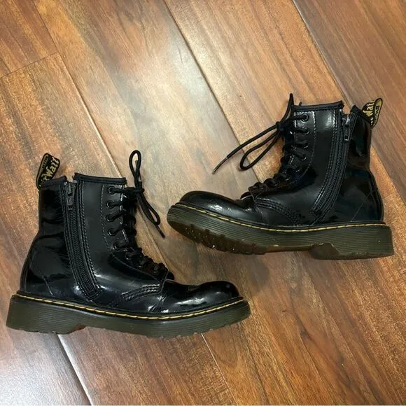 Dr. Martens Black shiny combat boots