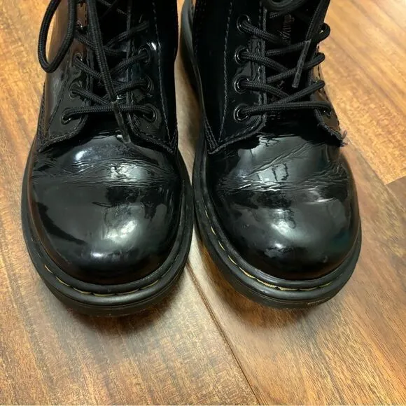 Dr. Martens Black shiny combat boots