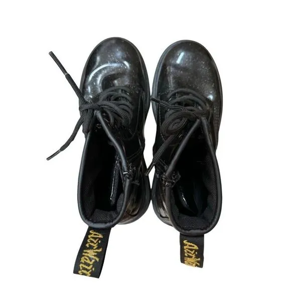 Dr. Martens Black Sparkle Shiny Glitter 1460 Lace Up Womens/junior Boots Sz 3/34