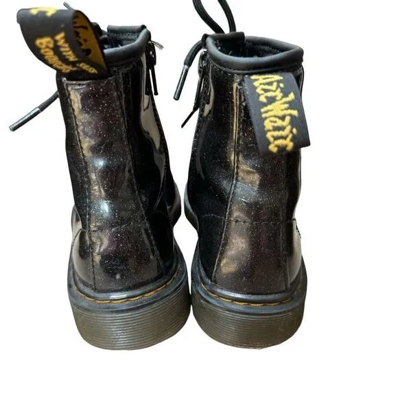 Dr. Martens Black Sparkle Shiny Glitter 1460 Lace Up Womens/junior Boots Sz 3/34