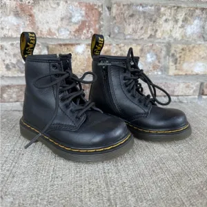 Dr. Martens Black Zip Lace Up Leather Combat Boots Toddler Girl