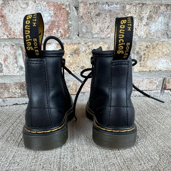 Dr. Martens Black Zip Lace Up Leather Combat Boots Toddler Girl