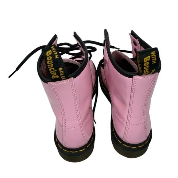 Dr. Martens Boots Womens Size 5 Pink Patent Leather  Lace Up WPSU