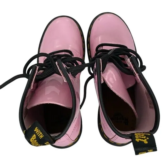 Dr. Martens Boots Womens Size 5 Pink Patent Leather  Lace Up WPSU