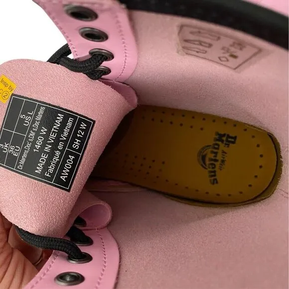 Dr. Martens Boots Womens Size 5 Pink Patent Leather  Lace Up WPSU