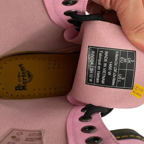Dr. Martens Boots Womens Size 5 Pink Patent Leather  Lace Up WPSU