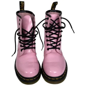 Dr. Martens Boots Womens Size 5 Pink Patent Leather  Lace Up WPSU