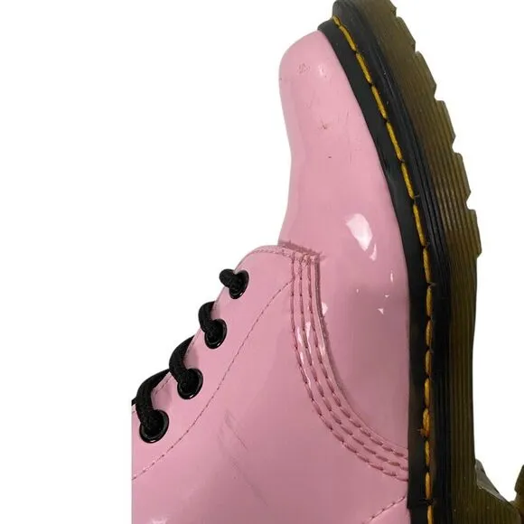 Dr. Martens Boots Womens Size 5 Pink Patent Leather  Lace Up WPSU