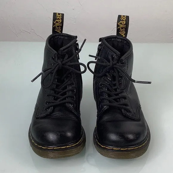 Dr. Martens Brooklee Combat boots zip up leather toddler size 9