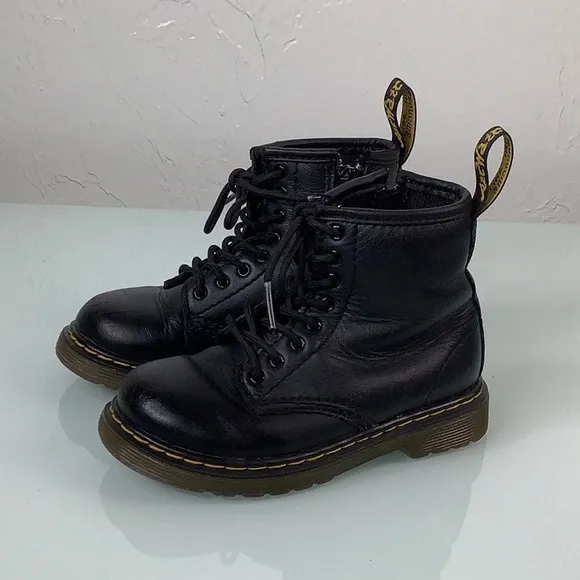Dr. Martens Brooklee Combat boots zip up leather toddler size 9