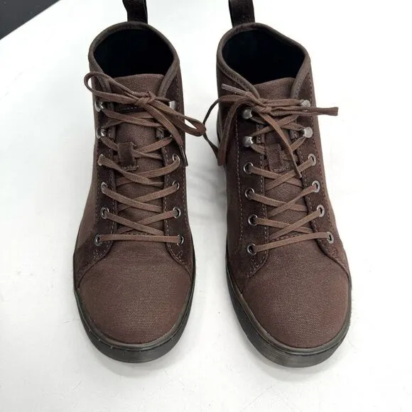 DR MARTENS brown fabric boots ankle lace up sz us mens 8 womens 9