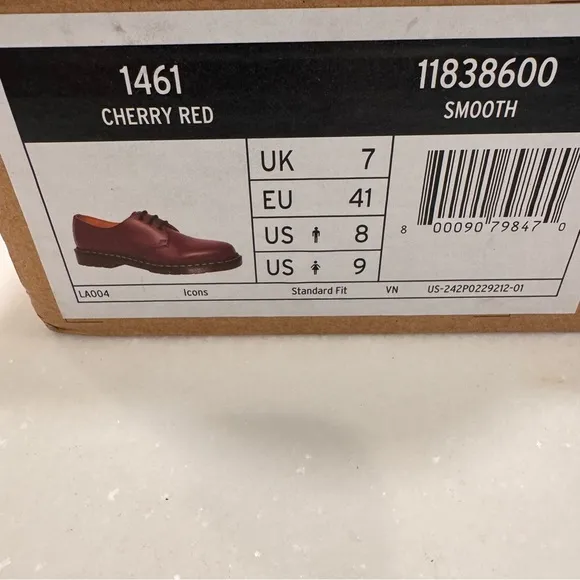Dr Martens Classic 1461 Cherry Red Oxblood Oxford Shoes Mens 8 Womens 9 NEW