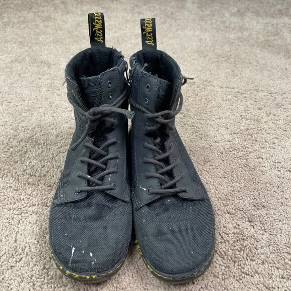 Dr. Martens Combs Boots Mens 9 Black Thrashed Paint Stained Grunge Goth
