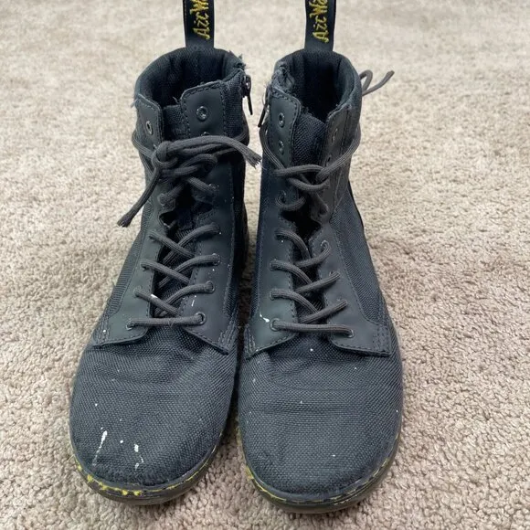 Dr. Martens Combs Boots Mens 9 Black Thrashed Paint Stained Grunge Goth