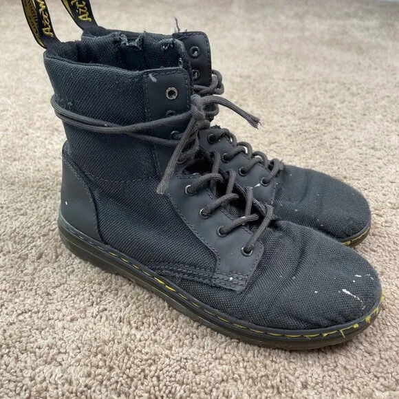 Dr. Martens Combs Boots Mens 9 Black Thrashed Paint Stained Grunge Goth