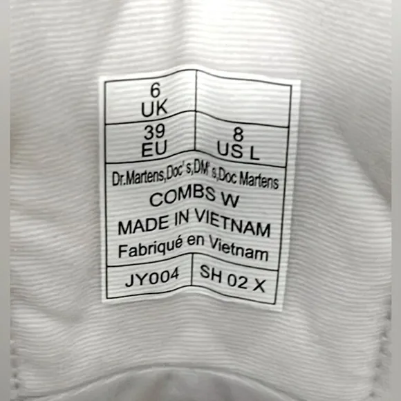 Dr. Martens Combs Platform Boots in white color Size 8