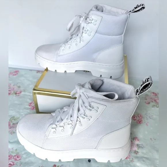 Dr. Martens Combs Platform Boots in white color Size 8