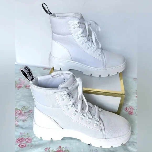 Dr. Martens Combs Platform Boots in white color Size 8