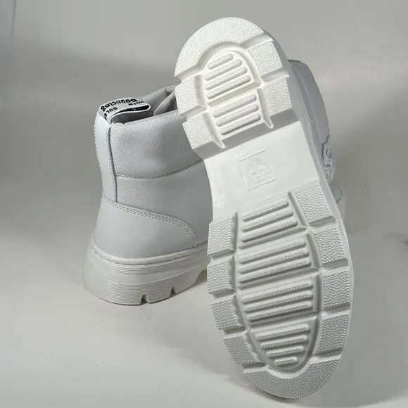 Dr. Martens Combs W Women Size 10L White Lace Up Ankle Combat Boots Doc Fabric