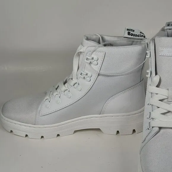 Dr. Martens Combs W Women Size 10L White Lace Up Ankle Combat Boots Doc Fabric
