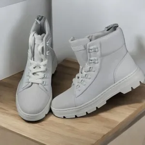 Dr. Martens Combs W Women Size 10L White Lace Up Ankle Combat Boots Doc Fabric