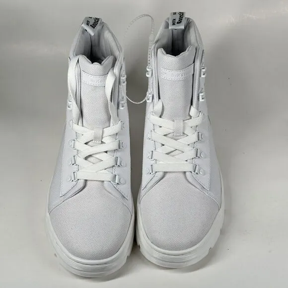 Dr. Martens Combs W Women Size 10L White Lace Up Ankle Combat Boots Doc Fabric