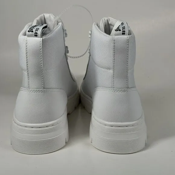 Dr. Martens Combs W Women Size 10L White Lace Up Ankle Combat Boots Doc Fabric