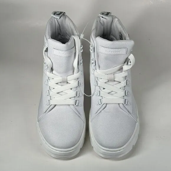 Dr. Martens Combs W Women Size 10L White Lace Up Ankle Combat Boots Doc Fabric