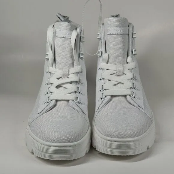 Dr. Martens Combs W Women Size 10L White Lace Up Ankle Combat Boots Doc Fabric