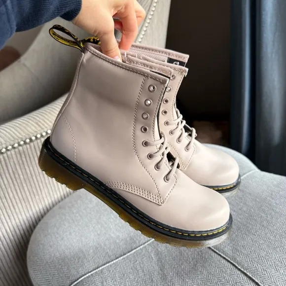 Dr. Martens Cream Lace-Up Ankle Boots