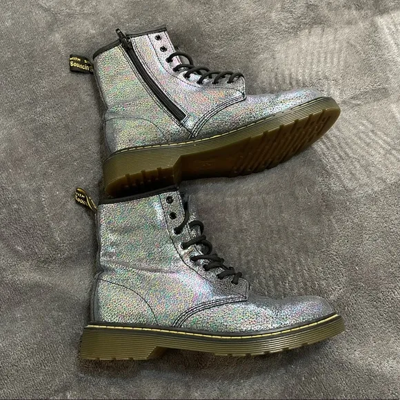 Dr. Martens Delaney Sparkle Iridescent Combat Boots