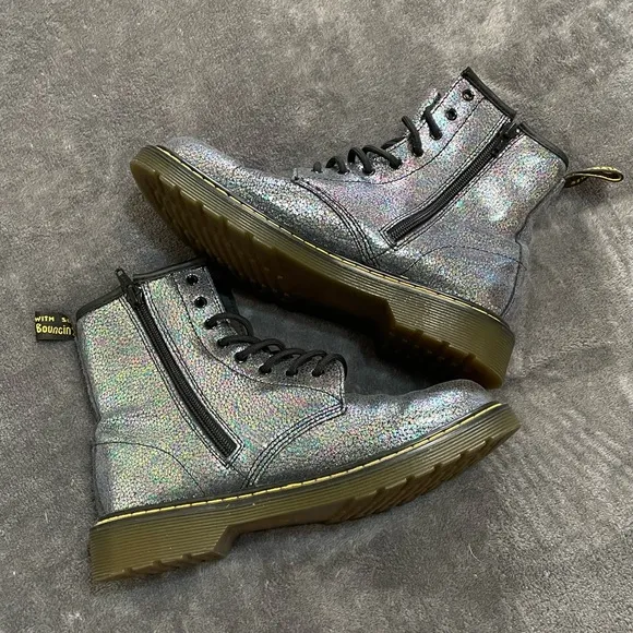 Dr. Martens Delaney Sparkle Iridescent Combat Boots