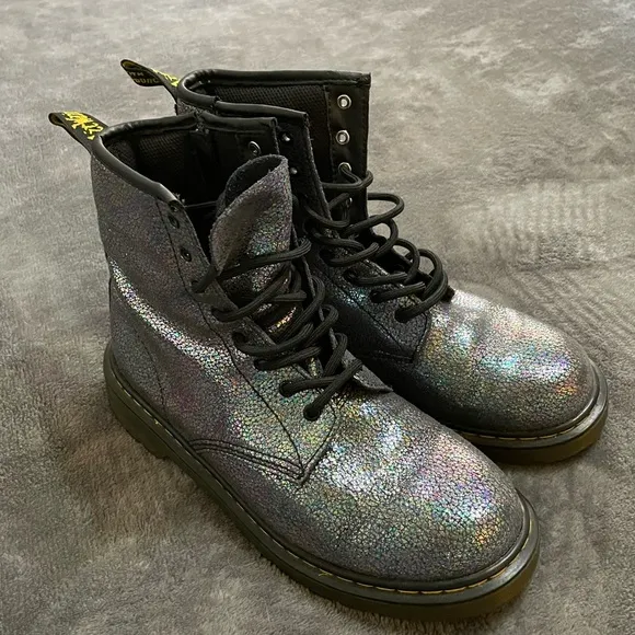 Dr. Martens Delaney Sparkle Iridescent Combat Boots