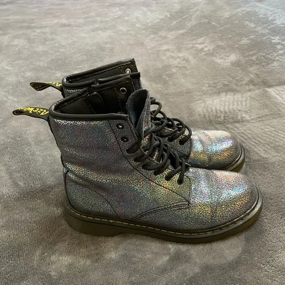 Dr. Martens Delaney Sparkle Iridescent Combat Boots
