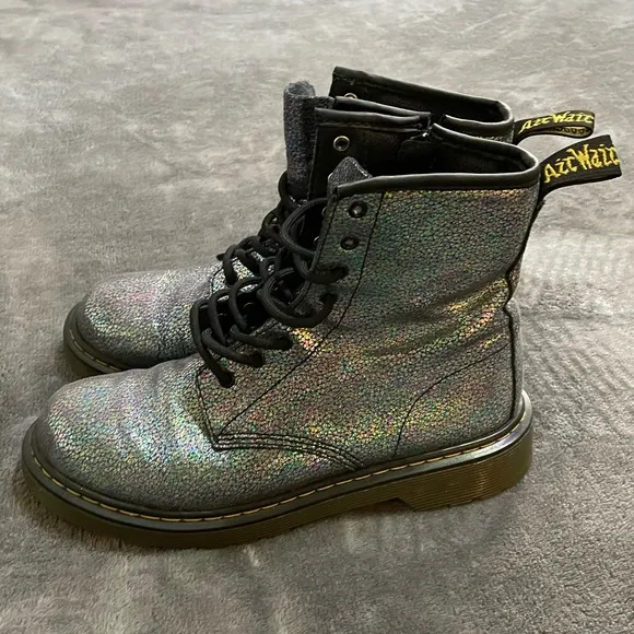 Dr. Martens Delaney Sparkle Iridescent Combat Boots