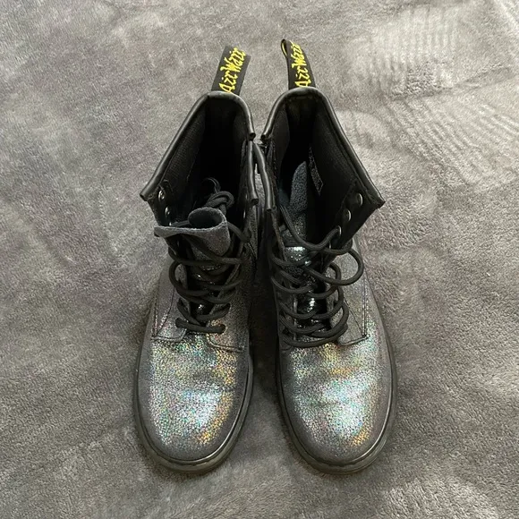 Dr. Martens Delaney Sparkle Iridescent Combat Boots