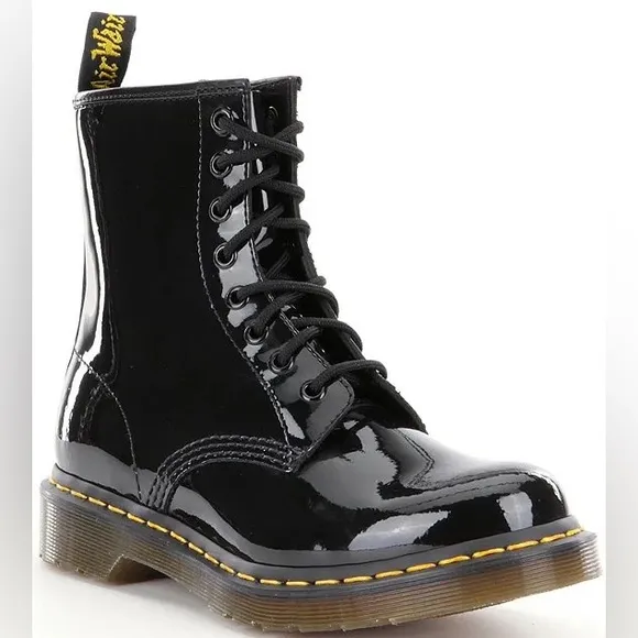 DR. MARTENS Doc Martens Black Patent Leather Combat Boots