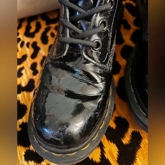 DR. MARTENS Doc Martens Black Patent Leather Combat Boots