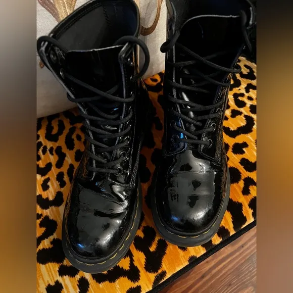 DR. MARTENS Doc Martens Black Patent Leather Combat Boots