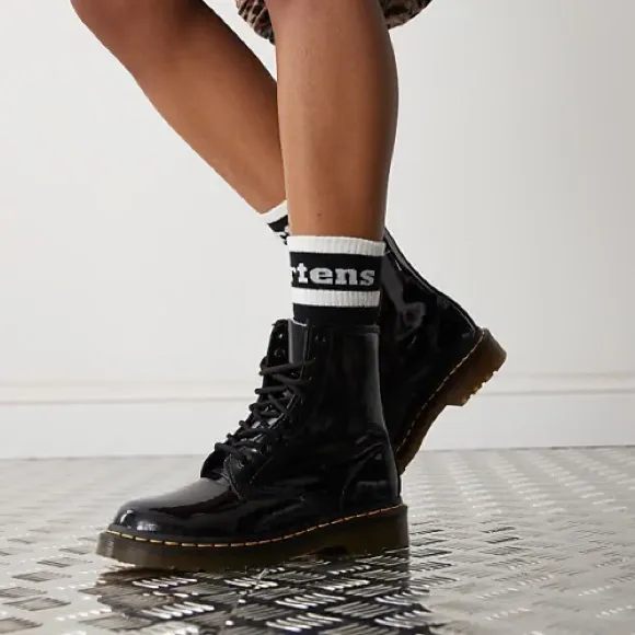 DR. MARTENS Doc Martens Black Patent Leather Combat Boots