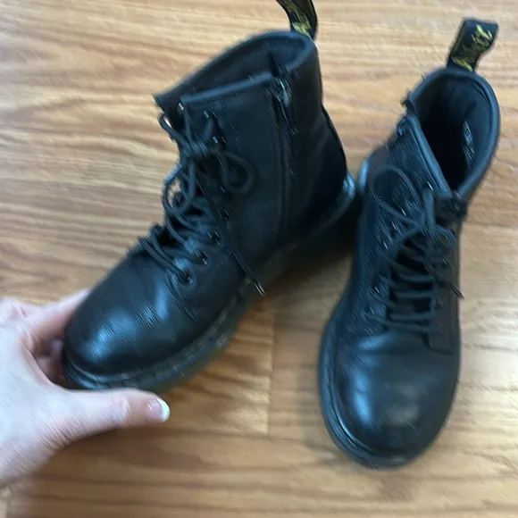 Dr. Martens Doc Martens Junior 1460 Black Leather Lace Up Boots Size 13