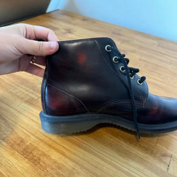 Dr. Martens Emmeline Arcadia Cherry Lace Up Leather Combat Boots Size 6