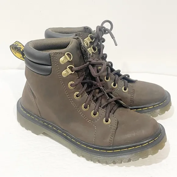 Dr Martens Faora Women's Size 7 Lace Up Dark Brown Combat Boots Shoes