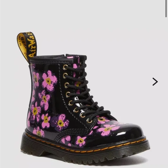 Dr. Martens Floral Black and Pink kids boots combat boots flowers girl