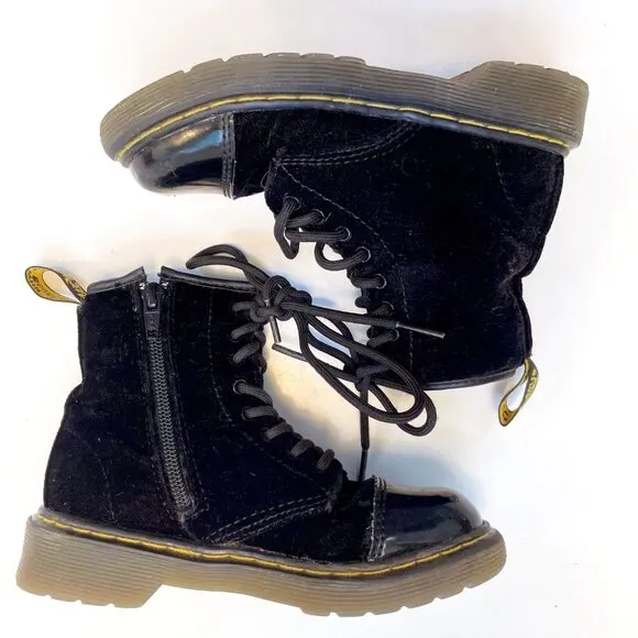 Dr. Marten's Girls &quot;Pooch&quot; Black Velvet Boots, Size 12