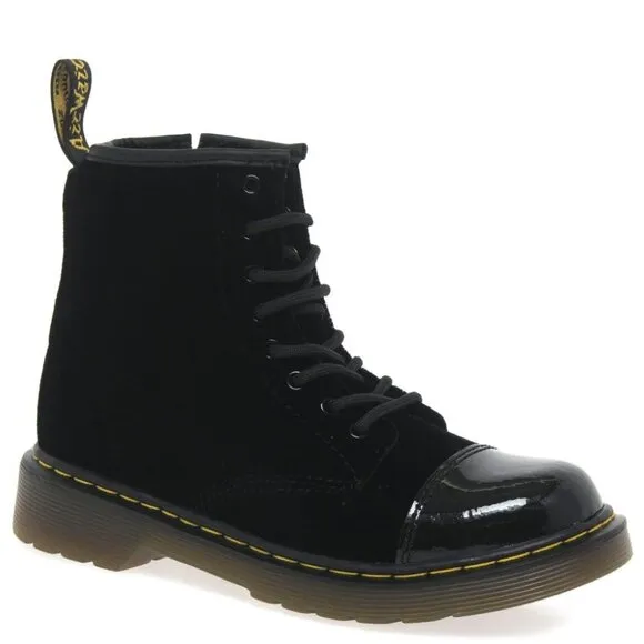 Dr. Marten's Girls &quot;Pooch&quot; Black Velvet Boots, Size 12