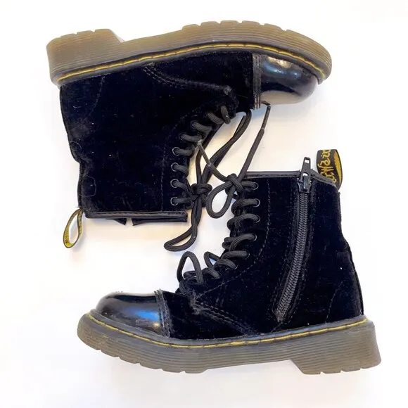 Dr. Marten's Girls &quot;Pooch&quot; Black Velvet Boots, Size 12