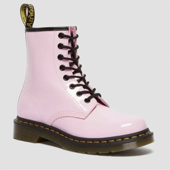 Dr. Martens Girl's Patent Leather Pink Combat Boots US Size 4 Style 1460 J