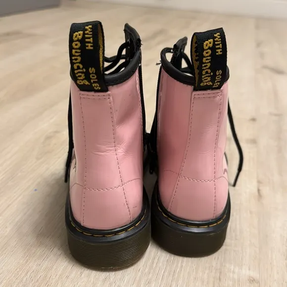 Dr. Martens Girl's Patent Leather Pink Combat Boots US Size 4 Style 1460 J